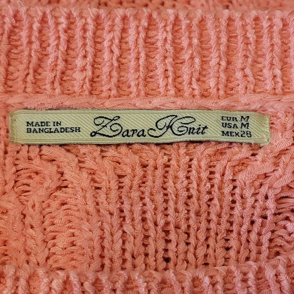 ZARA KNIT Women's Regular Cable Knit Ribbed Oversized Sweater Pink Size Medium - Picture 12 of 14